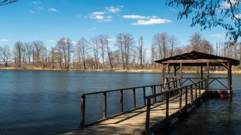 Time-lapse video of a picturesque forest lake. Stock Footage 106487389