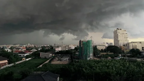Time lapse video rain clouds gradually forming until the sky is dark. Stock Footage 199080478