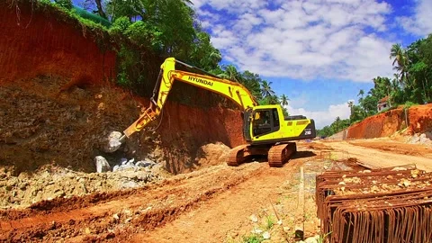 Time lapse video of removing a large rock Stock Footage 159585618
