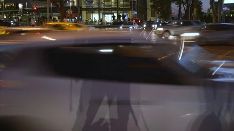 Time lapse video of road intersection at night Stock Footage 82176955