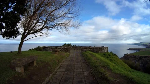 Time lapse video at Santa Iria, viewpoint, Azores, amazing landscape. Stock Footage 146471071
