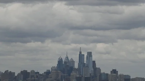 Time Lapse Video Showing Clouds and Weather Center City Philadelphia Stock Footage 95661413