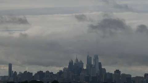 Time Lapse Video Showing Clouds and Weather Center City Philadelphia Stock Footage 95661422
