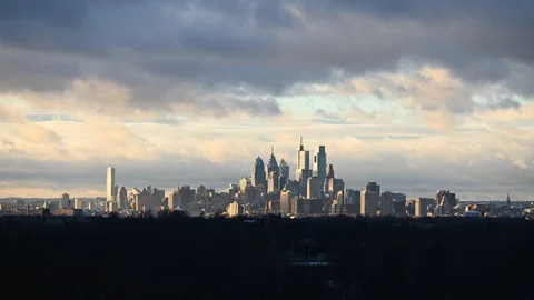 Time Lapse Video Showing Clouds and Weather Center City Philadelphia Stock Footage 101937086