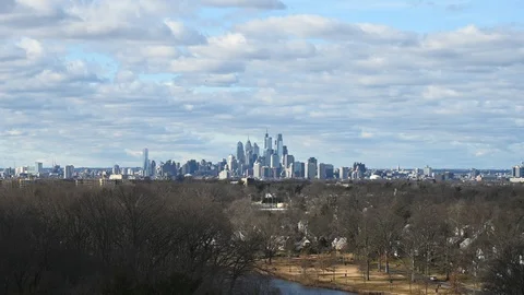Time Lapse Video Showing Clouds and Weather Center City Philadelphia Stock Footage 101937093