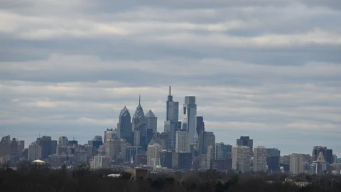 Time Lapse Video Showing Clouds and Weather Center City Philadelphia Stock Footage 101937110