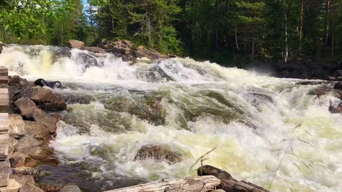 Time-lapse video of small waterfall in the deep boreal forest Stock Footage 98362868
