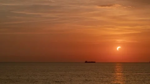 Time-lapse video of the solar eclipse of August 12, 2026 Stock Footage 342111430