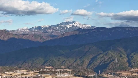 Time-lapse video of the spectacular view of Mt. Senjogatake covered with snow in Stock-Footage 299766960