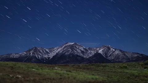 Time-lapse video of Star Trails above Mt.Princeton in Colorado Stock Footage 84327019