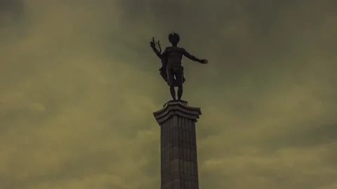 Time lapse Video statue clouds in the sky Stock Footage 181893435