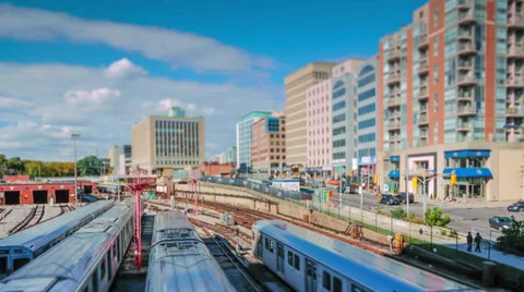 Time-lapse video of the subway terminal with miniature effect Stock Footage 31458078