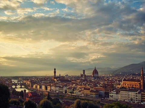 Time Lapse video of the Sunset in Florence, Italy Stock Footage 93484311