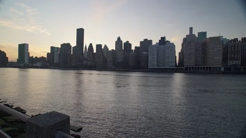 Time-lapse video of the Sunset over the Manhattan Skyline Stock Footage 74133411