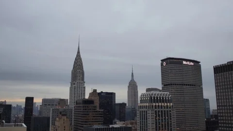 Time-lapse video of the Sunset over the Manhattan Skyline Stock Footage 74133629