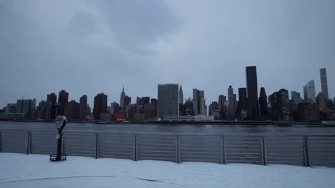 Time-lapse video of the Sunset over the Manhattan Skyline during Winter Stock Footage 74133953