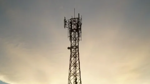 Time Lapse Video Telecommunication Tower with Moving cloud and sunset Stock Footage 98967614