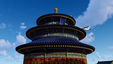 Time-lapse video of the Temple of Heaven's Hall of Prayer for Good Harvests, Stock Footage 332034931