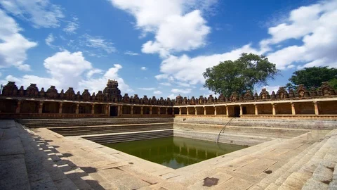 Time lapse video of a temple pond on the outskirts of Bangalore Stock Footage 90860333