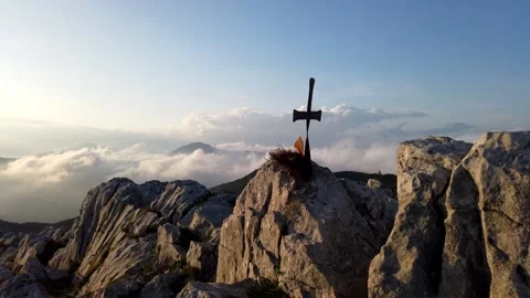 Time-lapse video of the top of a mountain. Mare de Deu del Mont. Catalonia Stock Footage 140932069
