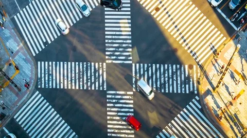 Time lapse Video Top View of Ginza crossing at the time of termination. Many  Stockbeeldmateriaal 97885249