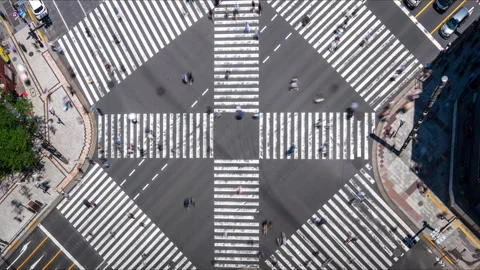 Time lapse Video Top View of Ginza crossing at the time of termination Stock Footage 277139742