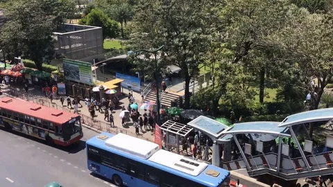 Time lapse video of traffic and people travel at BTS Mo Chit station and subw Stock Footage 111567125