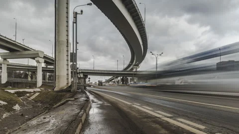 Time lapse video of traffic jam on the urban thoroughfare   and road junction Stock Footage 105074909
