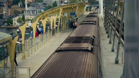 Time lapse video of a train station at rush hour in Istanbul Stock Footage 82194272