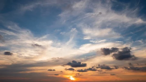 Time lapse video video Scene of Colorful sunset with Moving clouds background Stock Footage 109617286