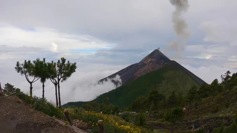 Time lapse video of Volcán de Fuego (Volcano of Fire) erupting, 4K. Video stock 259182100