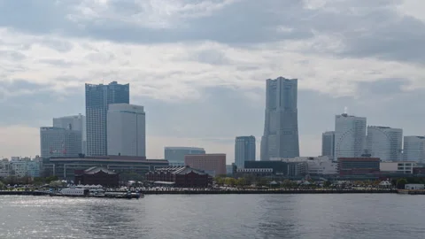 Time Lapse video Vview of Yokohama landmark Minato Mirai area. 4K Resolution. Stock Footage 281134612