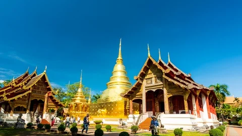 Time Lapse Video Wat Phra Singh landmark in Chiang Mai is a Lanna style templ Stock Footage 102204128