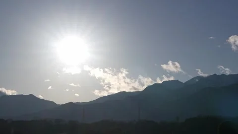 Time -lapse video in which sunset sets on high mountains of Komagane City, 스톡 동영상 300404989