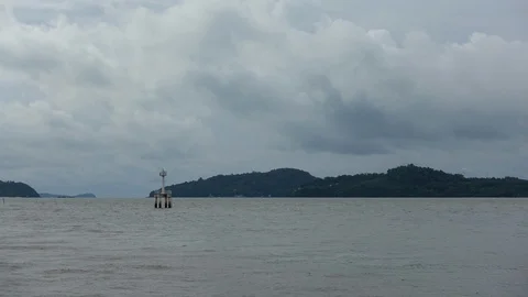 Time lapse Video of white cloud moving on sky at the beach Stock-Footage 99535865