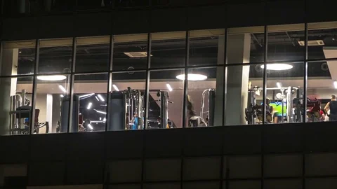 Time lapse video work out in the modern fitness club Stock Footage 80193202