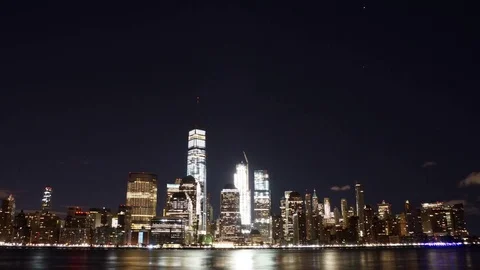 Time-lapse video of the World Trade Center at Night and the Financial District Video stock 71129784