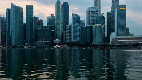 Time lapse video,SINGAPORE MAR 2018 : View of skyscraper in Downtown Singapor Stock Footage 88088150