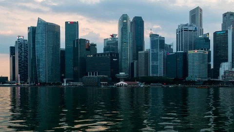 Time lapse video,SINGAPORE MAR 2018 : View of skyscraper in Downtown Singapor Stock Footage 88088283