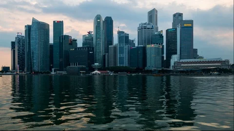 Time lapse video,SINGAPORE MAR 2018 : View of skyscraper in Downtown Singapor Stock Footage 88088789