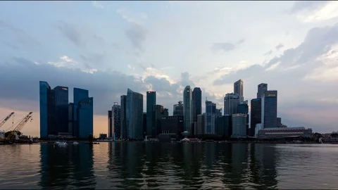 Time lapse video,SINGAPORE MAR 2018 : There are many high-rise buildings whic Stock Footage 88089115