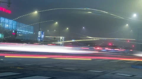 TIME LAPSE Vienna Praterstern at night – pan Stock Footage 45532425