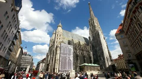 Time lapse of the Vienna Stephansdom Stock Footage 12269188