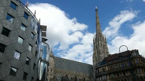 Time lapse of the Vienna Stephansdom Stock Footage 12269317