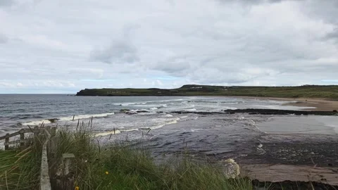 Time Lapse View Across River Bush and Runkerry Beach, Portballintrae Stock-Footage 317573055