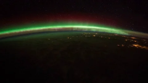 Time lapse view of Aurora Borealis over North America from the space in 4K. Stock Footage 74285610