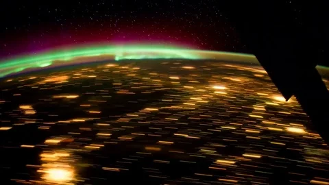 Time lapse view of aurora from North America to South Atlantic Ocean in 4K. Stock Footage