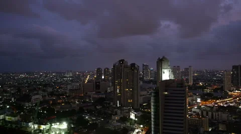 Time lapse view of Bangkok city at night Stock Footage 59774862