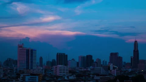Time lapse view of Bangkok Cityscape at sunset, Thailand 스톡 동영상 141892497