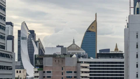 Time lapse view of Bangkok cityscape with high-rise buildings Stock Footage 204072003